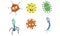 Collection of Cute Funny Microbes, Colorful Bacterias and Pathogens Characters With Various Emotions Vector Illustration
