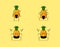 collection of cute pineapple cartoon character with shocked expressions