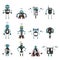 Collection of cyan robot icons