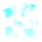Collection of cyan watercolor brush strokes
