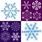 Collection dark blue and white snowflakes (vector)