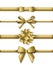 Collection of decorative golden bows with horizontal gold colored ribbons