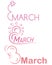 Collection of decorative labels to the International Women`s Day, 8 March