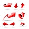 Collection of defference 3D red shine arrow vector