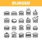 Collection Delicious Burger Sign Icons Set Vector