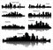 Collection of Detailed vector silhouettes of Australian cities