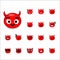 Collection of difference emoticon devil cartoon on whit