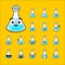 Collection of difference emoticon flask icon test tube chemical