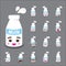 Collection of difference emoticon icon of milk cartoon on grey b