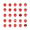 Collection of difference emoticon icon of strawberry on the whit