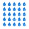 Collection of difference emoticon icon of water drop on the whit