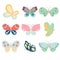 A collection of different butterflies in pastel colors