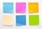 Collection of different colored sheets of note papers Isolated on white background,post it notes