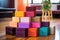 collection of different colored yoga blocks