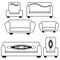 collection with different furniture. Sticker pack. Vector illustration. stock image.