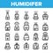 Collection Different Humidifier Icons Set Vector