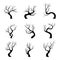 Collection different naked trees silhouettes. Vector illustration