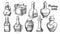Collection Of Different Potion Bottles Set Vector
