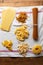 Collection of different types pasta top view