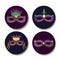 Collection differents mardi gras carnival masks with feathers