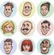 Collection of diverse cartoon vector people faces