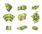 Collection of dollar bills. Green banknotes. American cash. Banking currency. Paper money. Concept of financial success