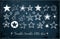Collection of doodle stars on dark blue background