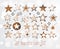 Collection of doodle stars on white glowing background