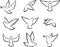 Collection of Dove birds logo for peace concept and wedding design