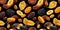 Collection of dried fruits, seamless pattern