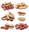 Collection of dried peanut fruits isolated