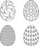 Collection of Easter eggs. Black outline design. Vector illustration