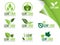 Collection Of Ecology Logo Symbols, Organic Green Leaf Vector Design