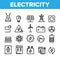 Collection Electricity Industry Icons Set Vector