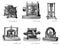 Collection of Electricity machine dynamo electric / motor machine / vintage illustration from Brockhaus Konversations-Lexikon 19