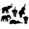 a collection of elephant illustrations in various positions