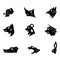 collection of elephant, rhino, eagle, wolf, bear, bull, crocodile, snake and rabbit icon silhouette