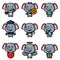 The collection of the elephant in the valentine days mascot bundle set