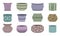 Collection of empty multicolored vector ceramic pots for home plants