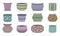 Collection of empty multicolored vector ceramic pots for home plants