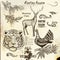 Collection of engraved hand drawn elements hunting season design