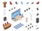 Collection equipment for performances and presentations isometric vector illustration