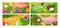 Collection of exotic tropical fruits landing page vector flat illustration horizontal banner vitamin