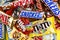 A collection of famous chocolate bars