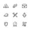 Collection of fantasy thin outline icons for game developers