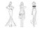 Collection of fashion model sketches. Vector illustration decorative design