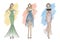 collection of fashion model sketches. Vector illustration decorative design