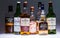 Collection of a few Popular Single Malt Scotch Bottles.