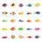 Collection of Fishes Flat Vector Icons