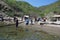 Collection of fishing net on the beach of Taganga